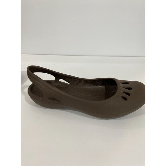 Womens Crocs Brown Malindi Ballet Slip on Sling Back Flat Shoes  size 9 - Picture 4 of 10